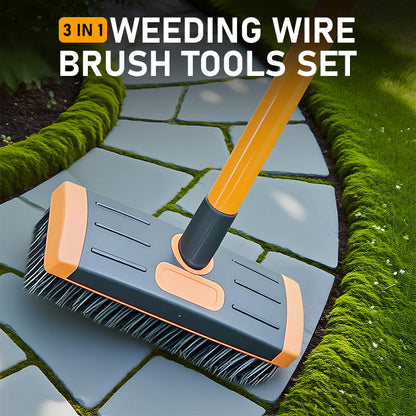 🌿50% OFF NOW!🧹 3-in-1 Weeding Wire Brush Tools Set – Durable Steel Brushes, Ergonomic Handle & Perfect for Patios, Driveways & Garden Paths 🏡⚡ Delivered within 5 working days!