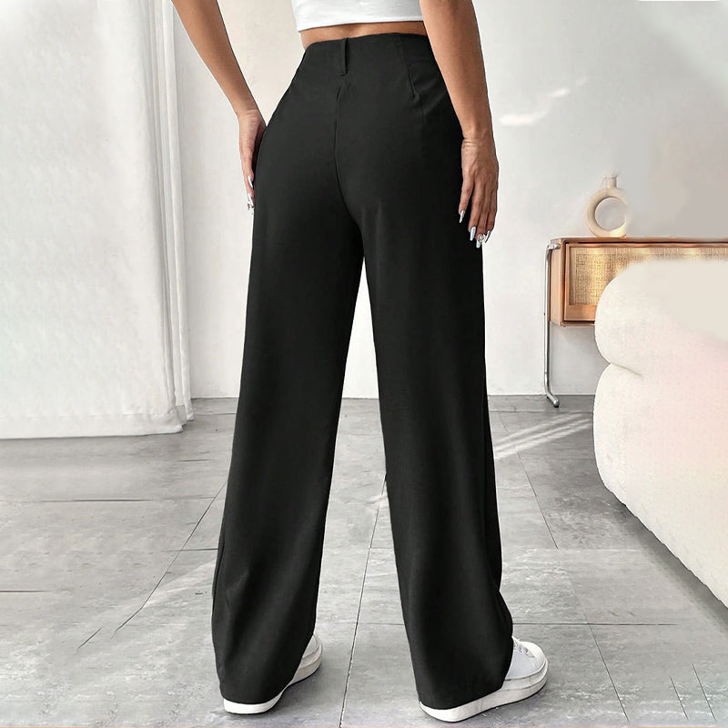 Women’s Solid High Waist Wide-Leg Pants