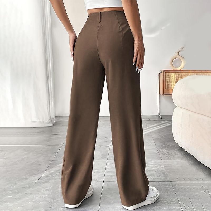 Women’s Solid High Waist Wide-Leg Pants