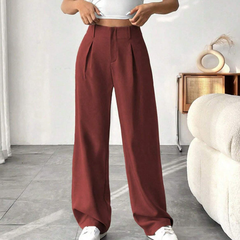 Women’s Solid High Waist Wide-Leg Pants