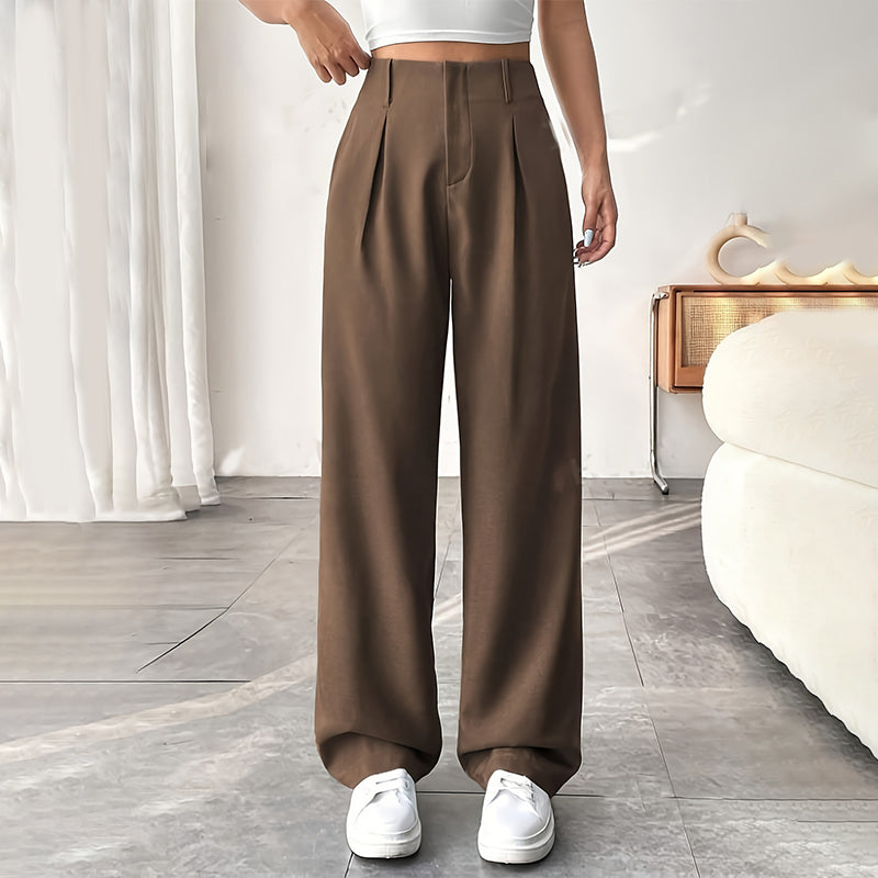 Women’s Solid High Waist Wide-Leg Pants
