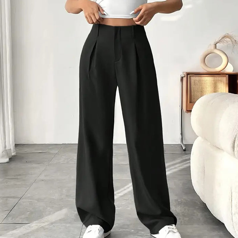 Women’s Solid High Waist Wide-Leg Pants