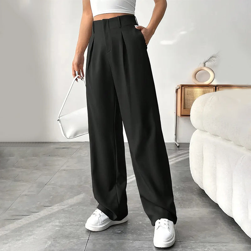 Women’s Solid High Waist Wide-Leg Pants