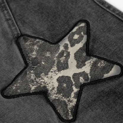 Unisex Star Patch Baggy Jeans