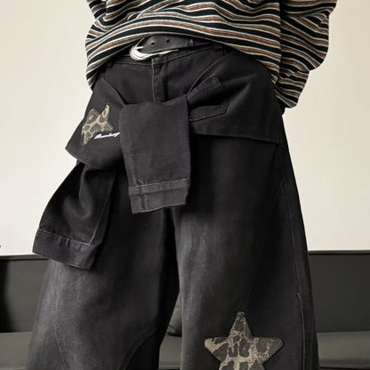 Unisex Star Patch Baggy Jeans