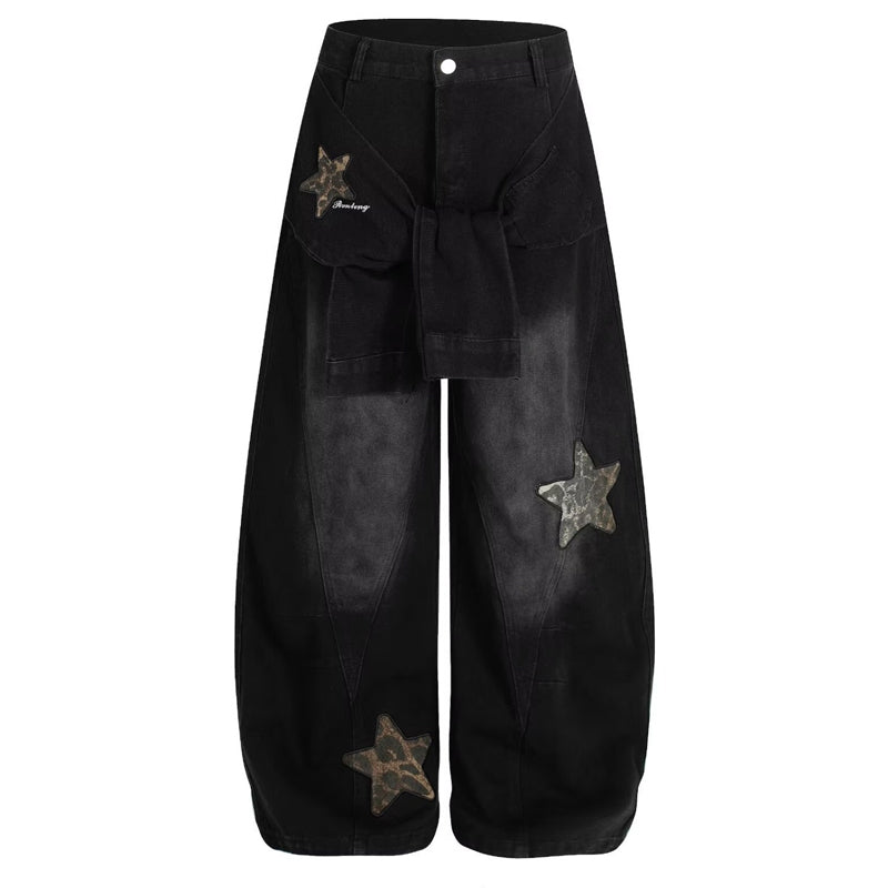 Unisex Star Patch Baggy Jeans