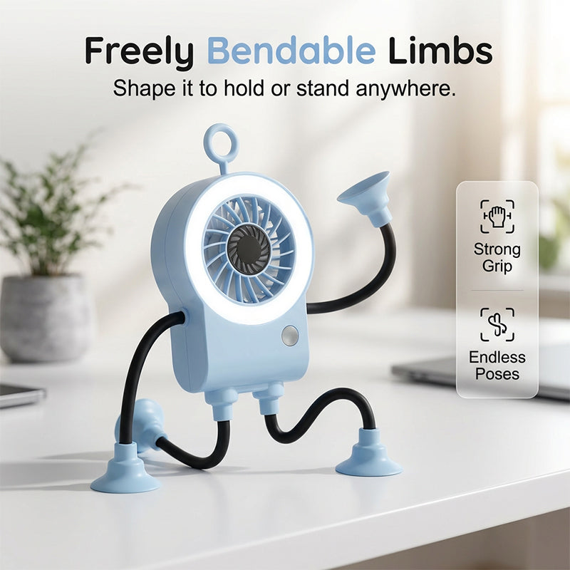 Flexible Robot Desk Fan with LED Light