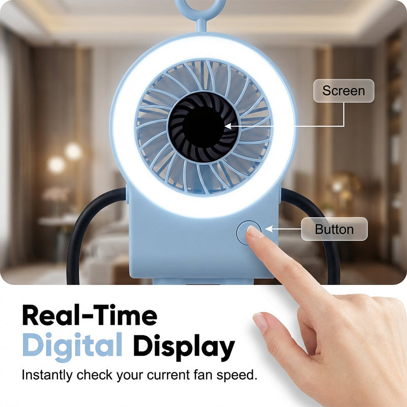 Flexible Robot Desk Fan with LED Light