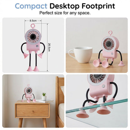 Flexible Robot Desk Fan with LED Light