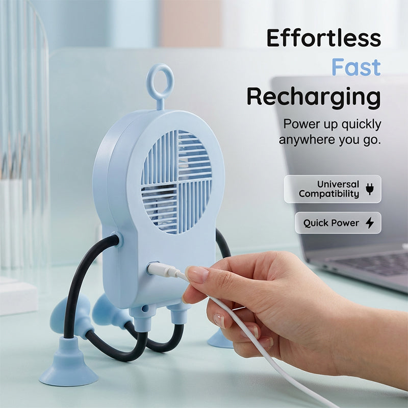 Flexible Robot Desk Fan with LED Light