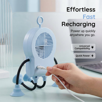Flexible Robot Desk Fan with LED Light