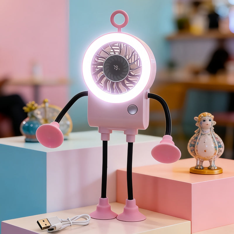 Flexible Robot Desk Fan with LED Light