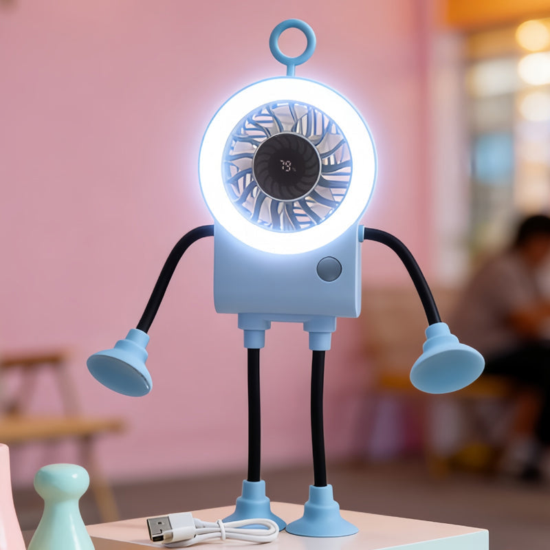 Flexible Robot Desk Fan with LED Light