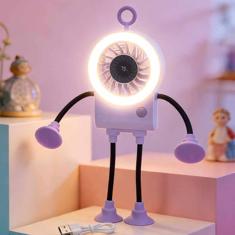 Flexible Robot Desk Fan with LED Light