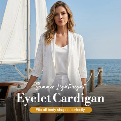 🌸 LIMITED-TIME 50% OFF! ✨ Women's Summer Lightweight Eyelet Cardigan – Breathable, Open, Stylish Cover-Up 🌊