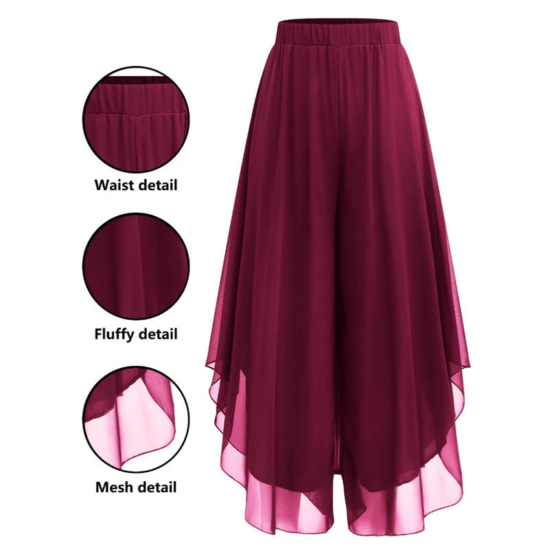 Women's Asymmetrical Chiffon Wide-Leg Pants