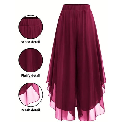 Women's Asymmetrical Chiffon Wide-Leg Pants