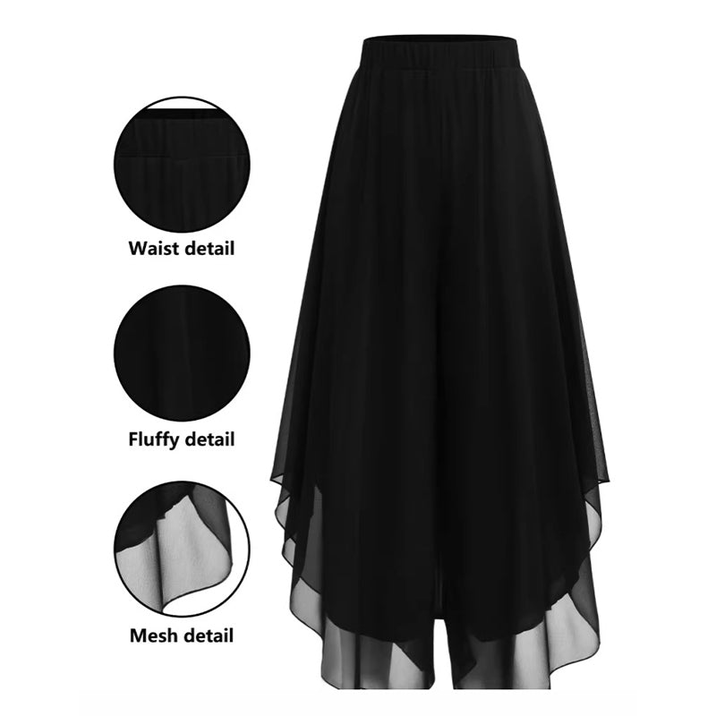 Women's Asymmetrical Chiffon Wide-Leg Pants
