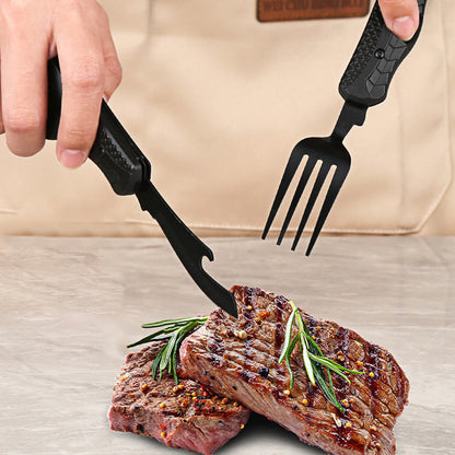 ⏳Limited-time 50% off⏰4-in-1 Folding Tableware Set – Compact, Stainless Steel, Multi-Tool 🍴⛰️