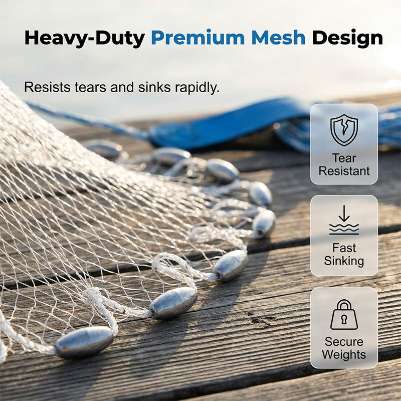 ⏳Time-Limited Special⏰🐟Easy-Throw Cast Net – Heavy-Duty Mesh, Rapid Sinking & Versatile – For Freshwater & Saltwater