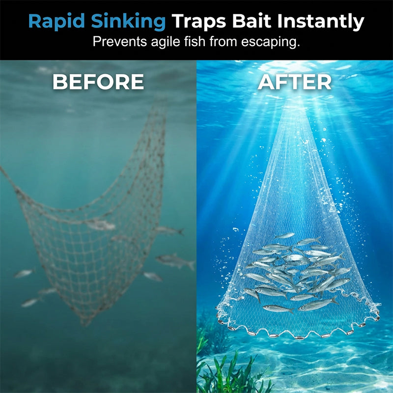⏳Time-Limited Special⏰🐟Easy-Throw Cast Net – Heavy-Duty Mesh, Rapid Sinking & Versatile – For Freshwater & Saltwater