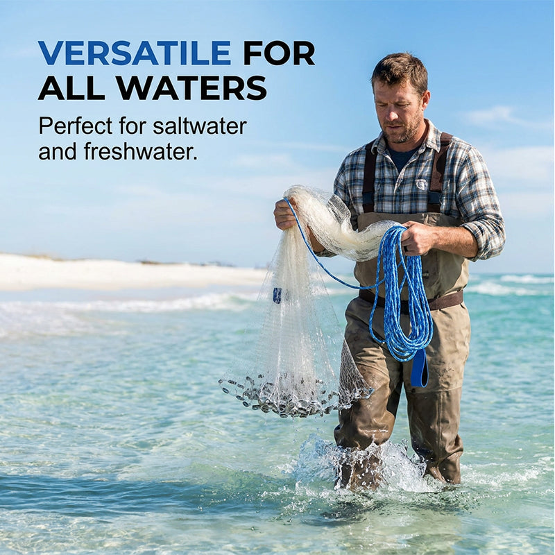 ⏳Time-Limited Special⏰🐟Easy-Throw Cast Net – Heavy-Duty Mesh, Rapid Sinking & Versatile – For Freshwater & Saltwater