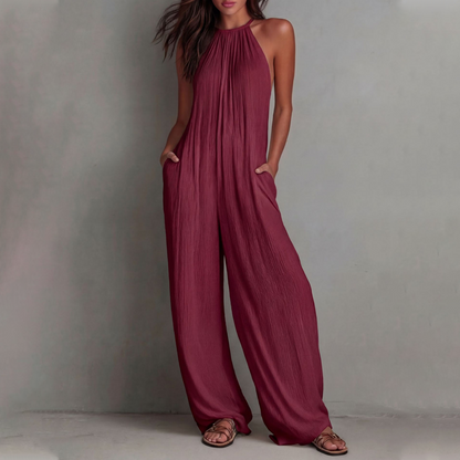 Women's Halter Neck Sleeveless Wide-Leg Jumpsuit
