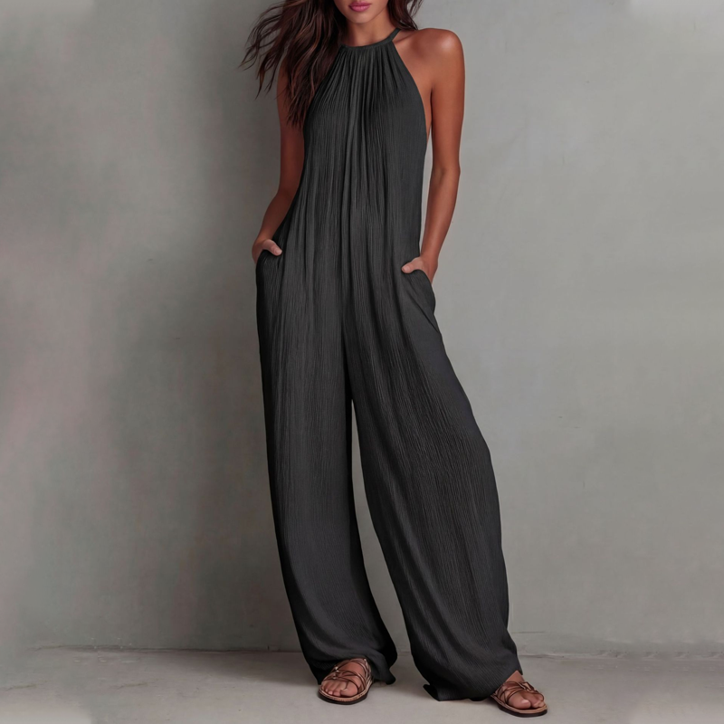 Women's Halter Neck Sleeveless Wide-Leg Jumpsuit