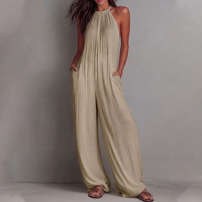 Women's Halter Neck Sleeveless Wide-Leg Jumpsuit