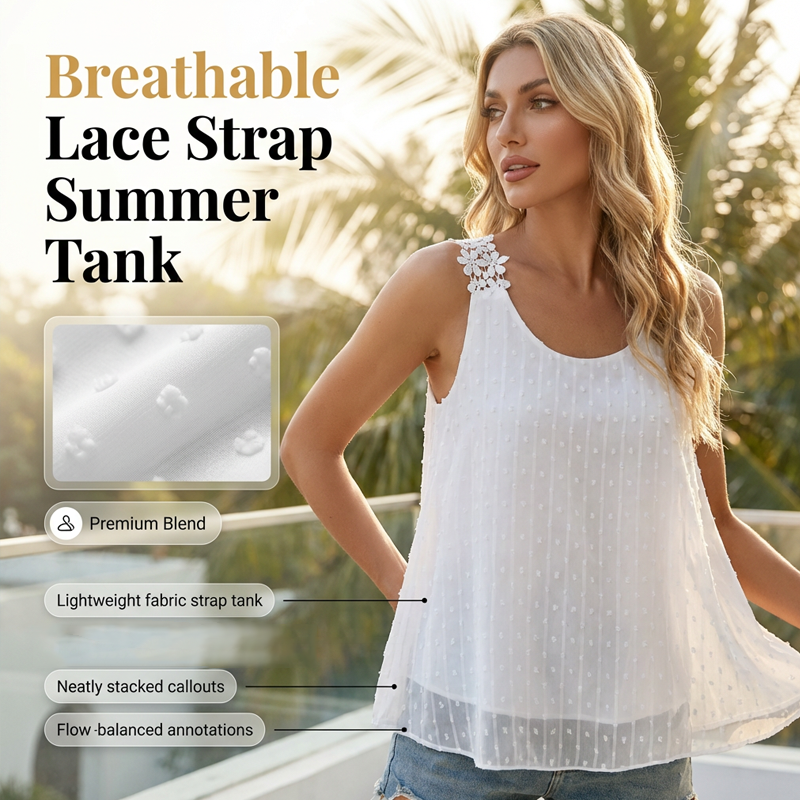 🔥Summer Bestseller🔥 Elegant Dot Lace Strap Tank Top