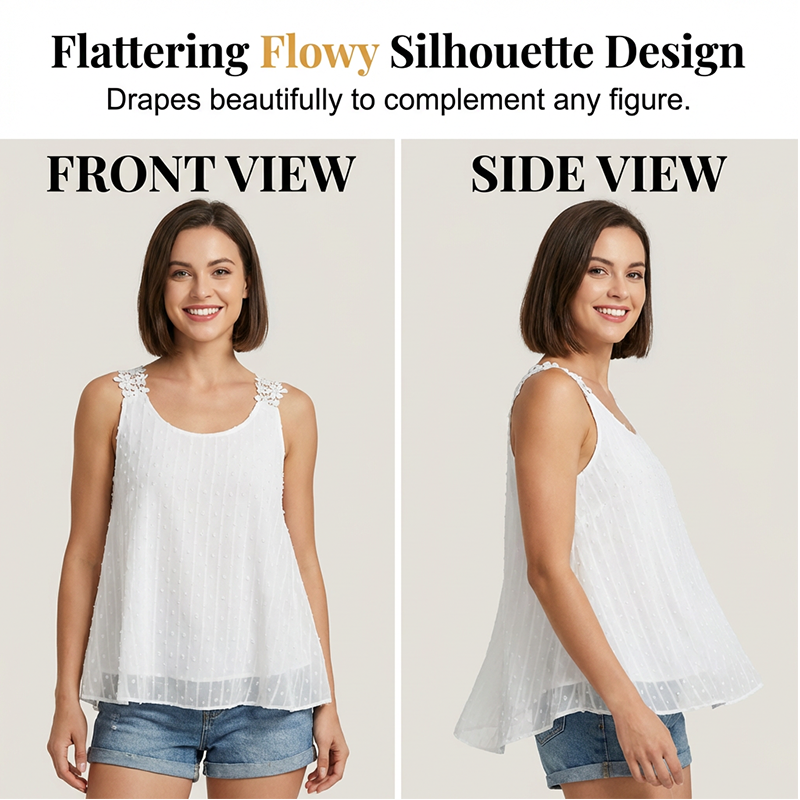 🔥Summer Bestseller🔥 Elegant Dot Lace Strap Tank Top