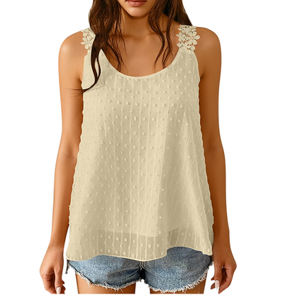 🔥Summer Bestseller🔥 Elegant Dot Lace Strap Tank Top