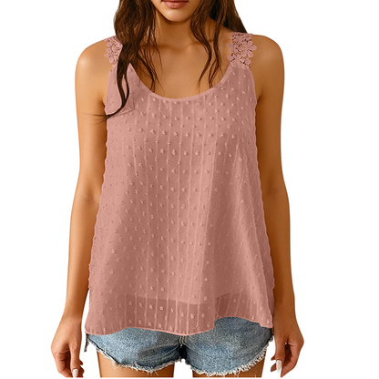 🔥Summer Bestseller🔥 Elegant Dot Lace Strap Tank Top