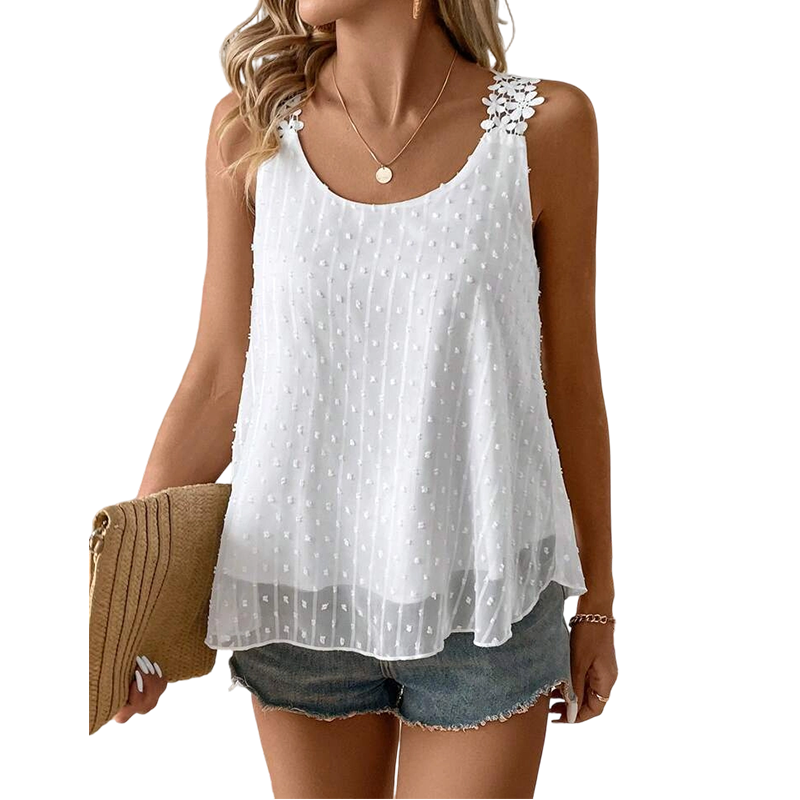 🔥Summer Bestseller🔥 Elegant Dot Lace Strap Tank Top