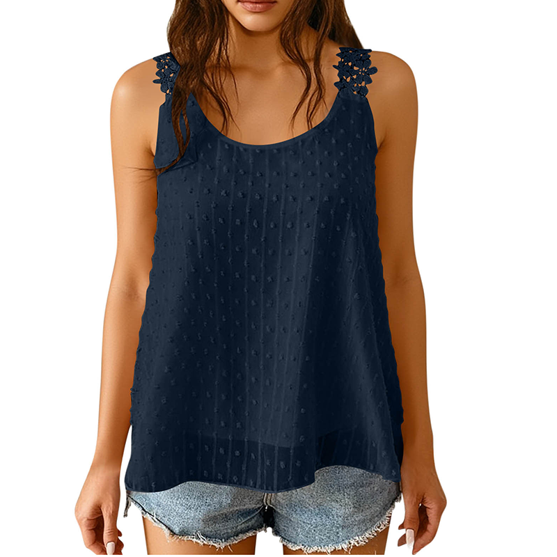 🔥Summer Bestseller🔥 Elegant Dot Lace Strap Tank Top