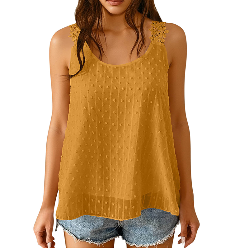 🔥Summer Bestseller🔥 Elegant Dot Lace Strap Tank Top