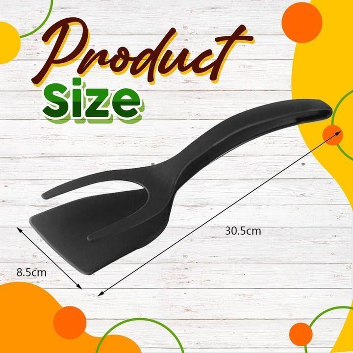 2-in-1 Kitchen Spatula Tongs – Food Grade Silicone Tips, Non-Stick, Heat Resistant, Long Handle ✨