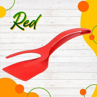 2-in-1 Kitchen Spatula Tongs – Food Grade Silicone Tips, Non-Stick, Heat Resistant, Long Handle ✨