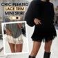 ⏳Time-Limited Special⏰Chic Pleated Lace Trim Mini Skirt