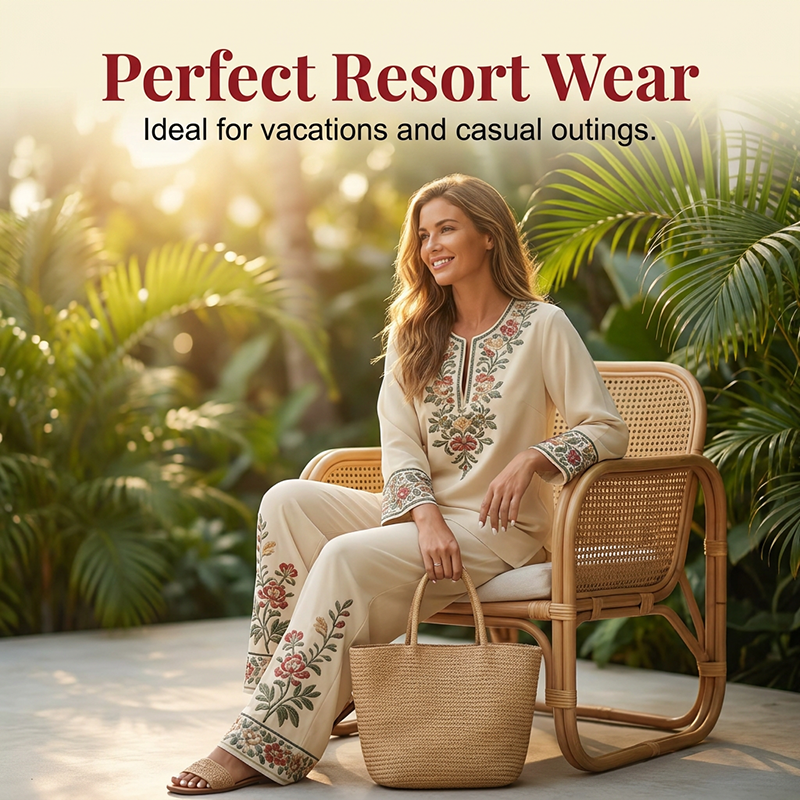 Women's Long Sleeve Blouse & Wide-Leg Pants Set