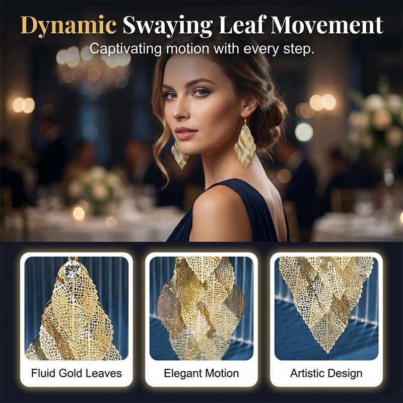 ⏳Time-Limited Special⏰Women's Elegant Cascading Hollow Leaf Earrings👂🍃