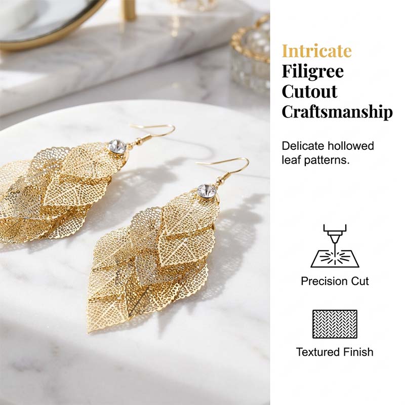 ⏳Time-Limited Special⏰Women's Elegant Cascading Hollow Leaf Earrings👂🍃