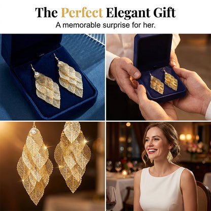 ⏳Time-Limited Special⏰Women's Elegant Cascading Hollow Leaf Earrings👂🍃