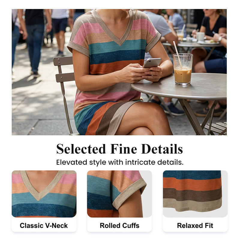 Women's Summer Casual V-Neck T-Shirt Dress