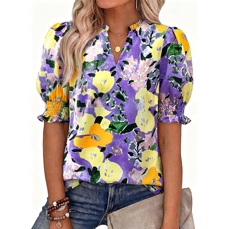 ⏳Time-Limited Special⏰Women’s Casual Floral Short Sleeve Shirt