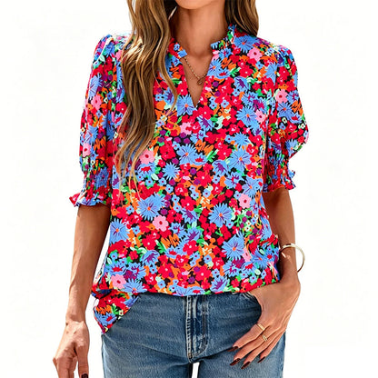 ⏳Time-Limited Special⏰Women’s Casual Floral Short Sleeve Shirt