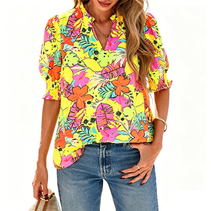 ⏳Time-Limited Special⏰Women’s Casual Floral Short Sleeve Shirt