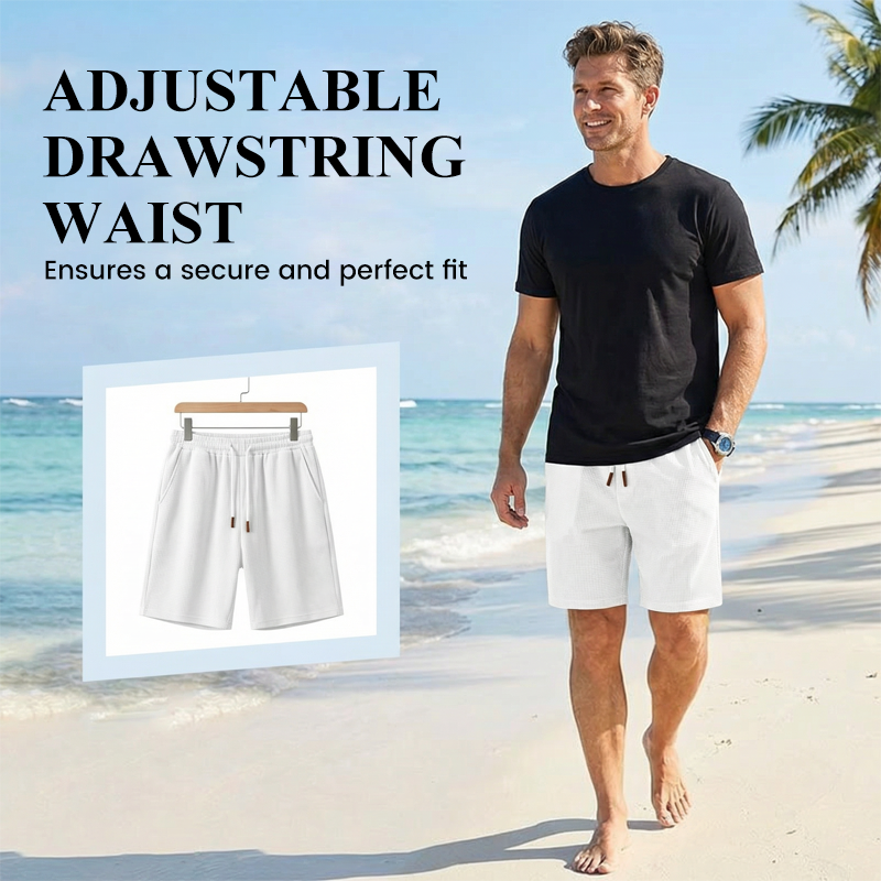 🩳 LIMITED-TIME 50% OFF! ✨ Men's Waffle Knit Shorts – Breathable, Drawstring, Casual Comfort 🧇