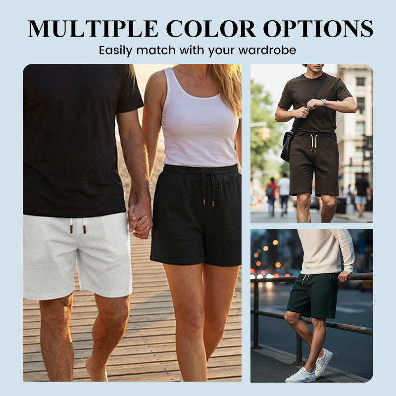 🩳 LIMITED-TIME 50% OFF! ✨ Men's Waffle Knit Shorts – Breathable, Drawstring, Casual Comfort 🧇