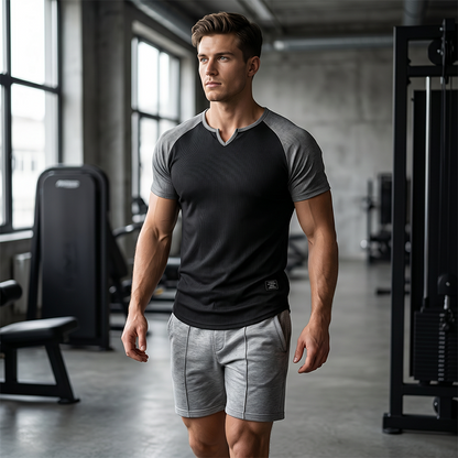 📢📢50% OFF !! ⏰Men's V-Notch Raglan Sleeve Athletic T-Shirt